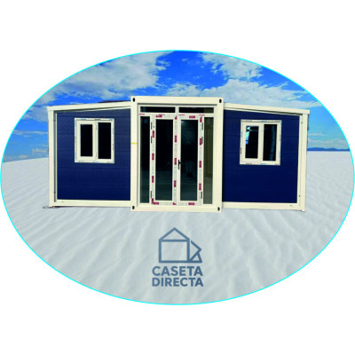 Casa Plegable 37 m² | Modelo Náutica efecto madera azul Casa Plegable 37 m² | Modelo Náutica efecto madera azul