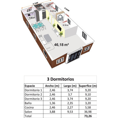 FoldBox 73 Living XXL – Casa Plegable 3 Dormitorios FoldBox 73 Living XXL – Casa Plegable 3 Dormitorios