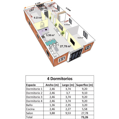 FoldBox 73 Living XXL – Casa Plegable de 72 m² con 3 Dormitorios y Baño FoldBox 73 Living XXL – Casa Plegable de 72 m² con 3 Dormitorios y Baño