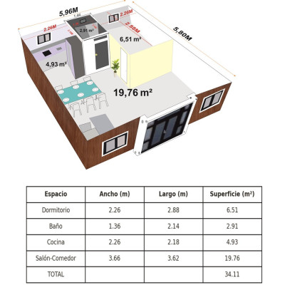 FoldBox 37 Costa Jade – Casa Plegable de 37 m² con Cocina y Baño