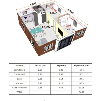 FoldBox 37 Costa Jade – Casa Plegable de 37 m² con Cocina y Baño